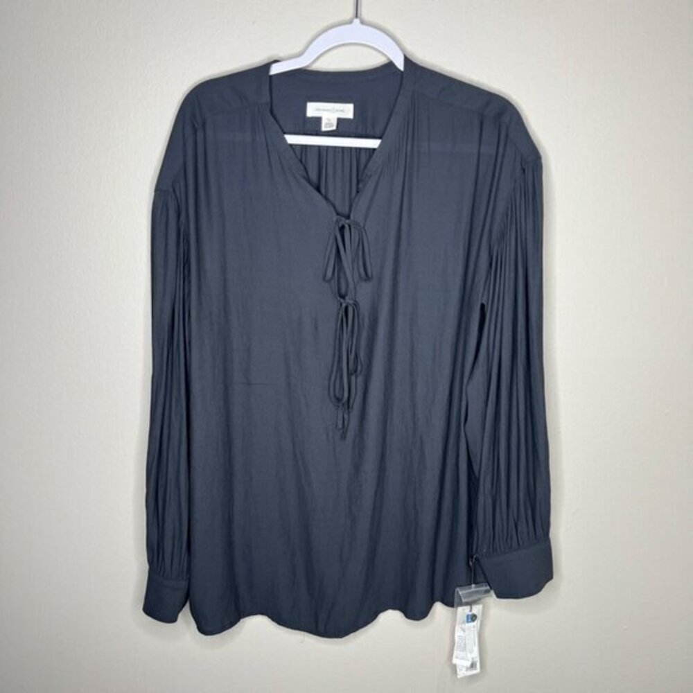 Treasure & Bond Gray V-Neck Long‎ Sleeve Blouse XL NWT